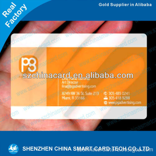 54*86mm pvc clear frosted plastic business cards
